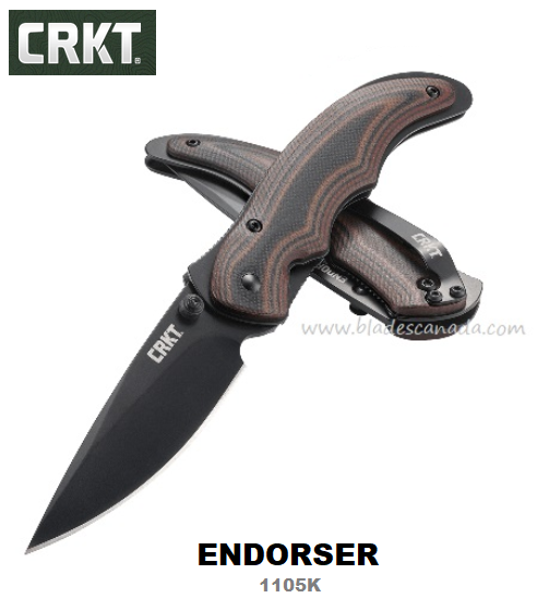 CRKT Endorser Flipper Folding Knife, Assisted Opening, G10 Black/Brown, CRKT1105K